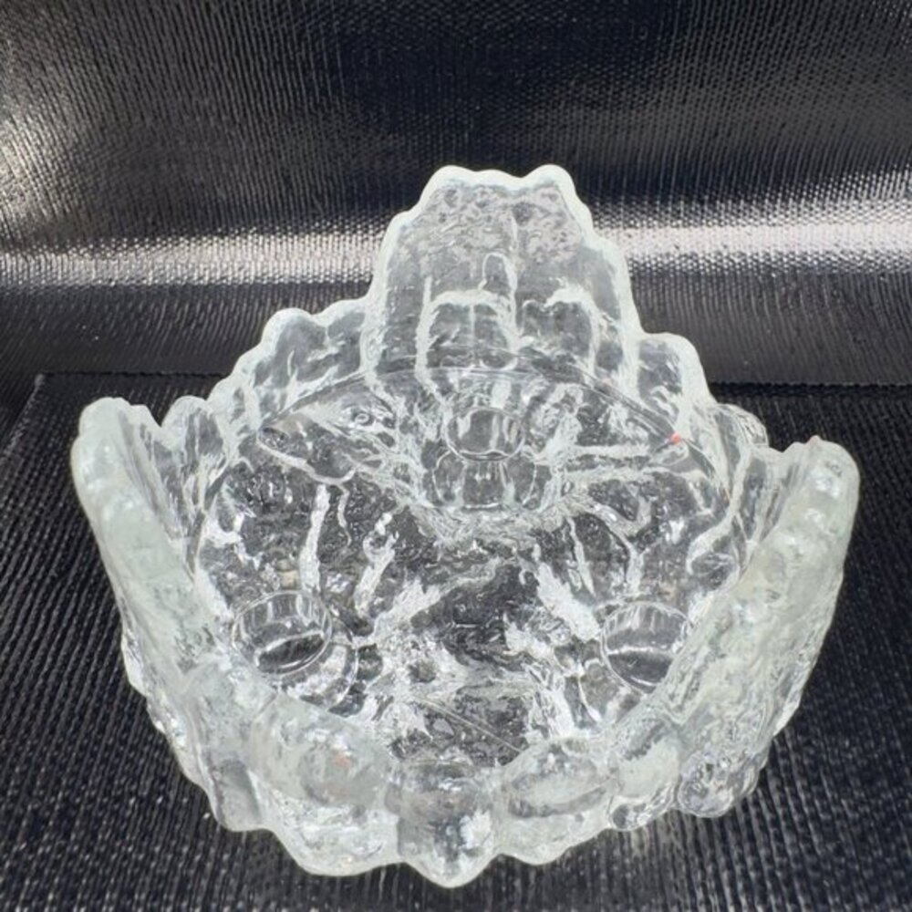 LE Smith Glass Clear Ice Candle Holder Reversible Tapers Pillar‎ Crystal Vintage
